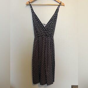 Women’s Criss Cross Polka Dot Black Sundress WITH POCKETS- L